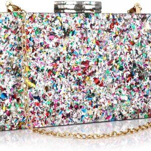 Acrylic Purses and Handbags for Women Multicolor Perspex Geometric Patterns Box